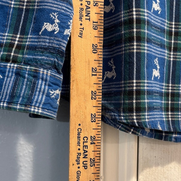 Cabin Creek | Vintage Blue Shirt | Cabincore Deer Cotton Flannel Petite Medium - Picture 9 of 11